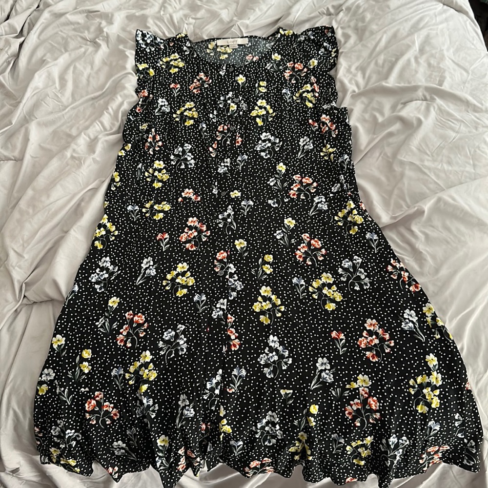 LOFT button down floral dress size 16